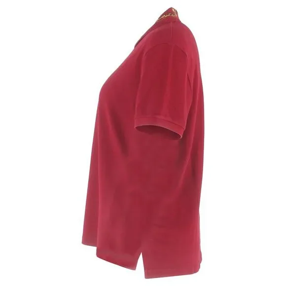 Gucci Embroidered Collar Polo Shirt in Burgundy Cotton